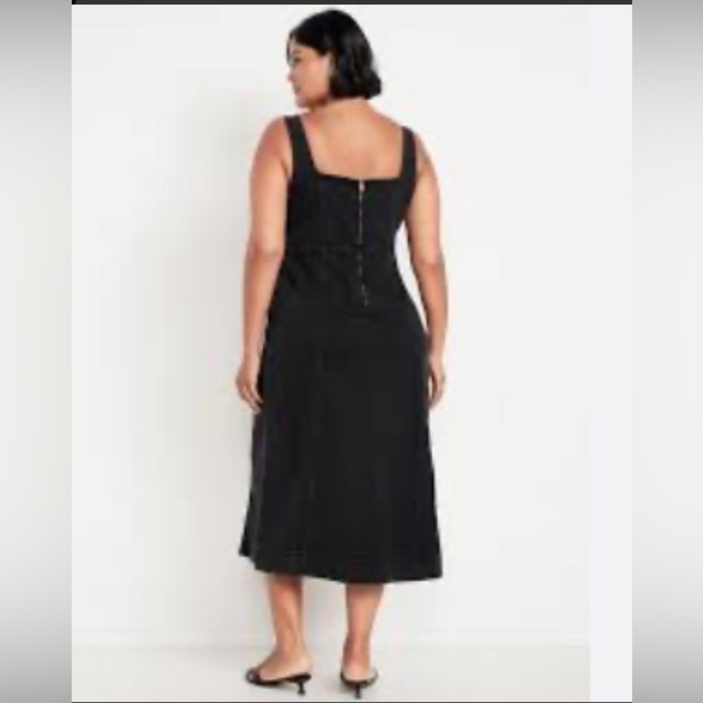 Old Navy Classic Black denim Midi Dress